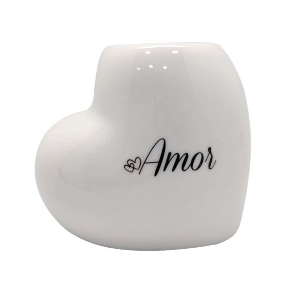 Vaso de Cerâmica em Formato de Coração com Frases